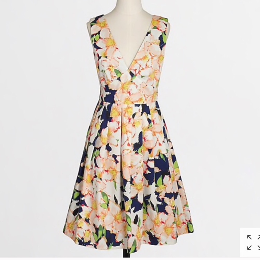 J. Crew Sateen Floral Fit and Flare Dress - Sz 4